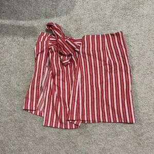 Womens Medium Red and White Wrap Skirt